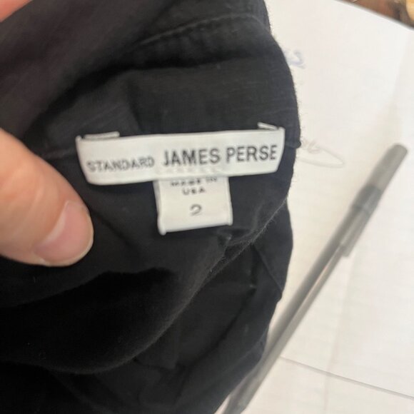 JAMES PERSE Sheer Slub Side Panel Button Down Shirt in Black Size 2 (Medium) - Picture 7 of 8